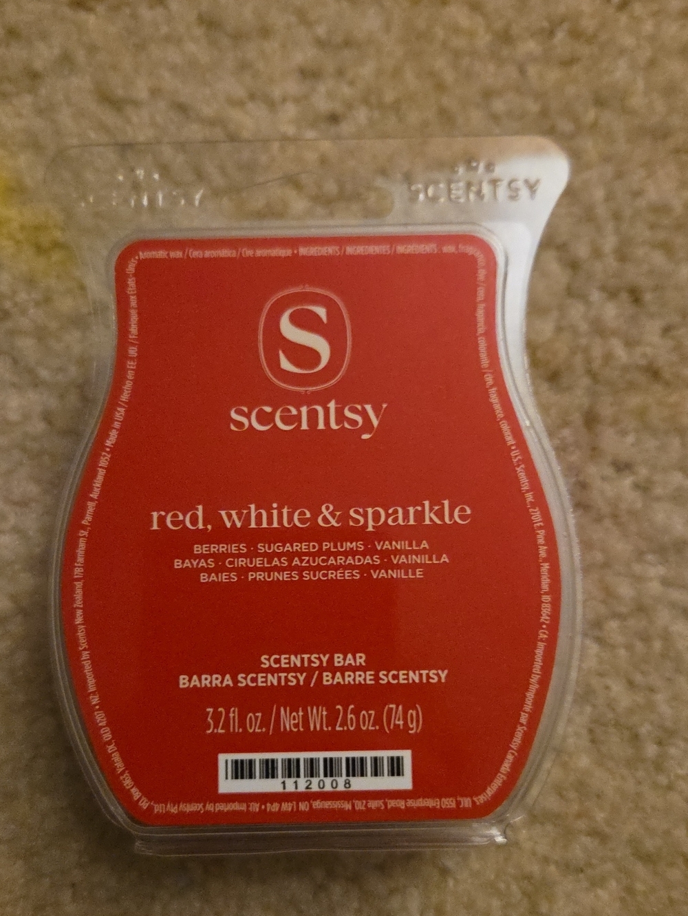 Scentsy Red & White Wax Bar - Red Label